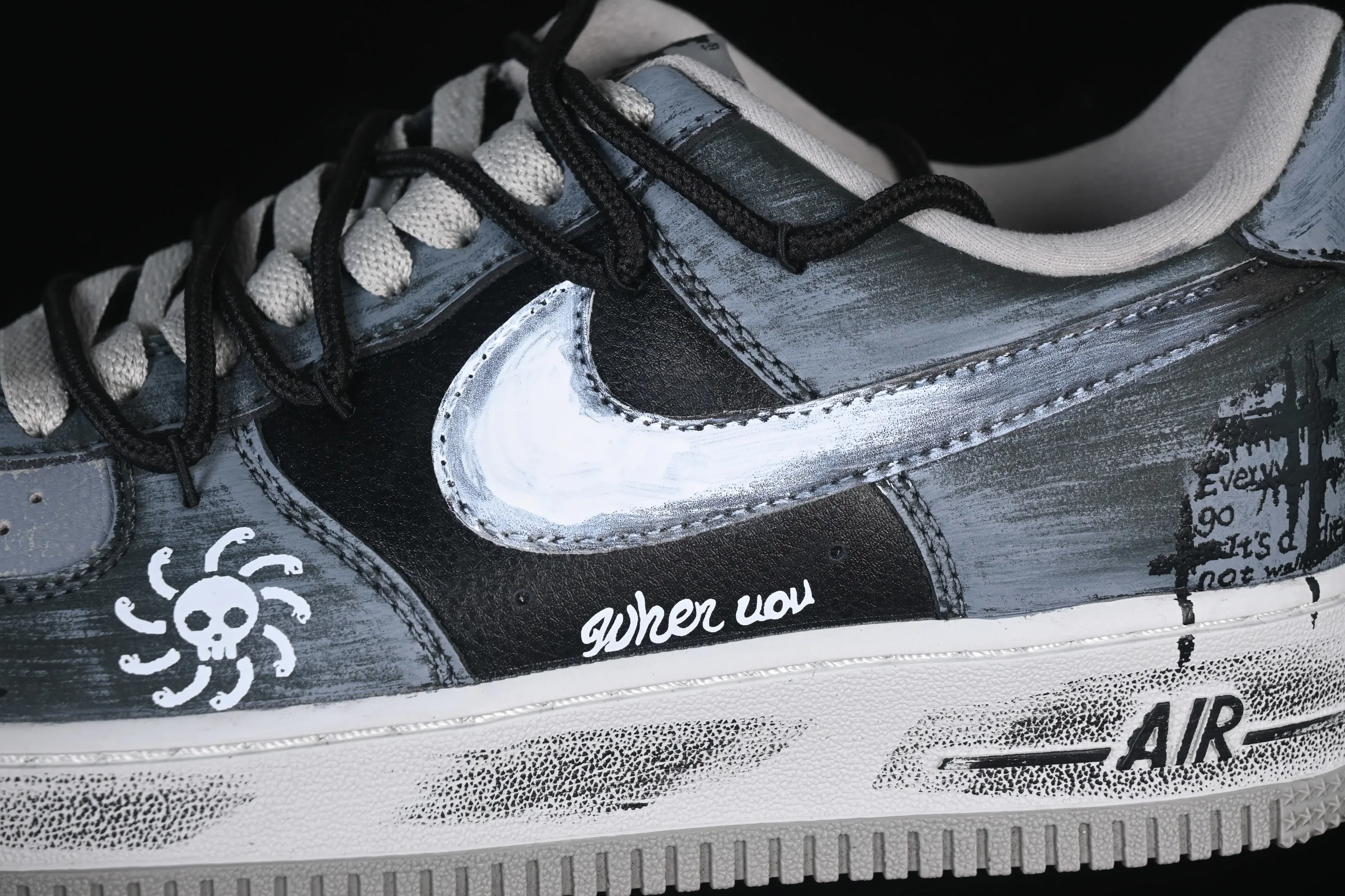 All categories Nk Air Force 1 Air Force series Nk Air Force 1 Low Air Force low-top Nike Air Force 1'07 Low "Ink Stained Skeleton" Hand-painted graffiti Ink-stained skull Air Force 1 low-top casual sneakers CW6871-777